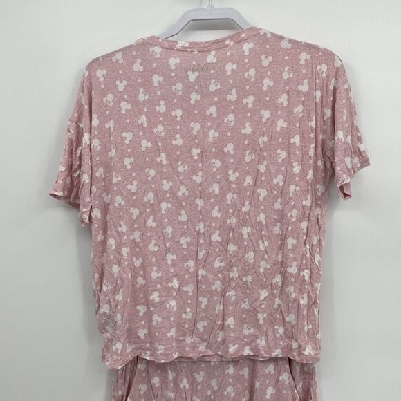 Disney Mickey Mouse Pajama Set Short Sleeve Shirt Shorts Pockets Small Pink - Picture 7 of 8
